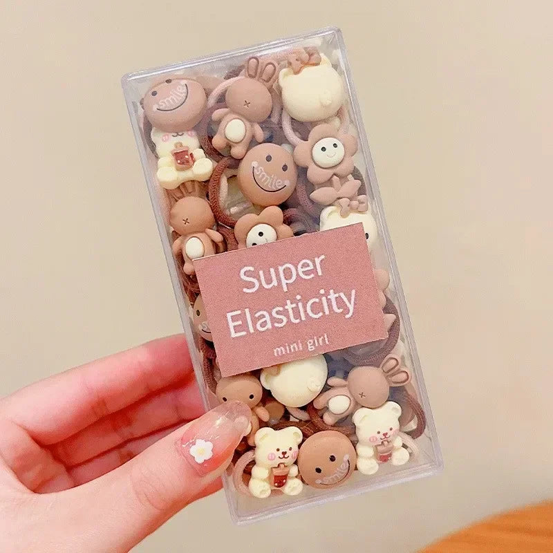 Coffee Color Children's Cute Cartoon Hair Rope Baby Thumb Loop Does Not Hurt Rubber Band Headwear Baby Tie Head  Small Pull.