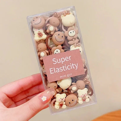 Coffee Color Children's Cute Cartoon Hair Rope Baby Thumb Loop Does Not Hurt Rubber Band Headwear Baby Tie Head  Small Pull.