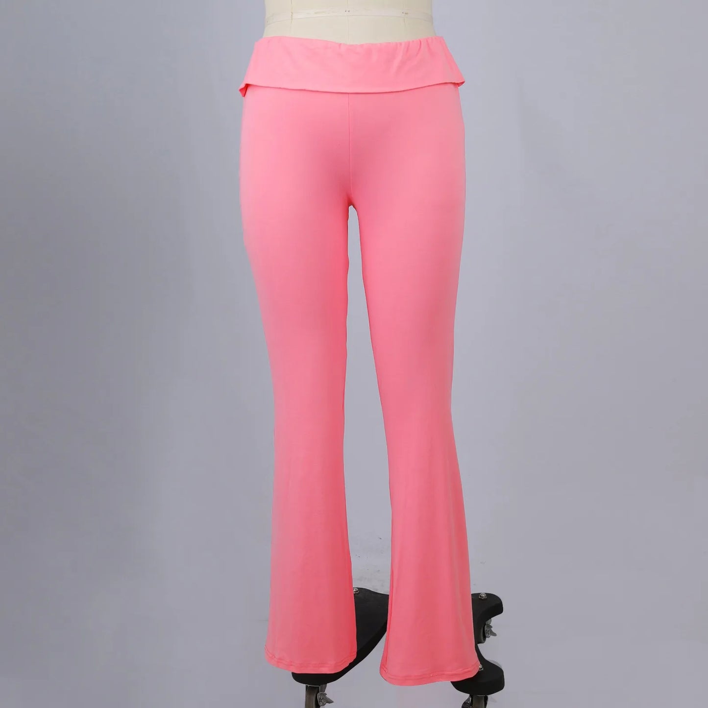 Damenmode, einfarbig, schmale Passform, schmale Reverse-Taille, niedrige Taille, elastische Taille, Schlaghose, Hose für Damen, Damenhose 2024