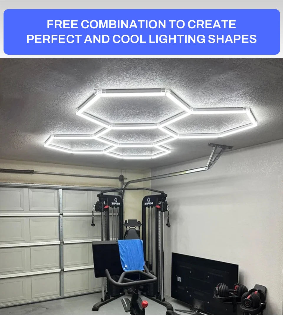 LED Honeycomb Lamp Barbershop Light Hexagon Lights Lamp AC85-265V Led Tube Ceiling Lighting For Car Detailing Workshop.
