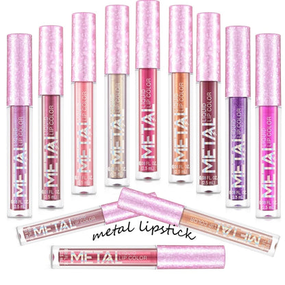 Metallic No-stick Cup Lip Gloss Glitter Matte Moisturizing Waterproof Long Lasting Lip Glaze Liquid Lipstick Lip Makeup Cosmetic.