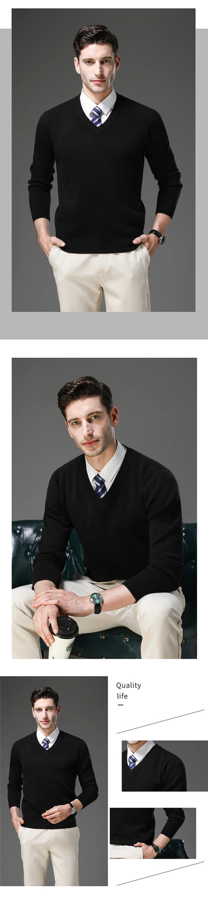 Top Grade Thick Anti-Pilling New Fashion Brand Autum Winter Knit Pullover Men Slim Fit Sweater Business Casual Woolen Jumper