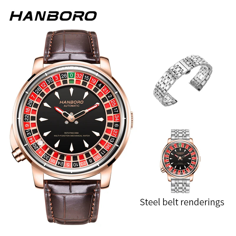 HANBORO men's fully automatic mechanical watch, roulette wheel, roulette wheel, men's watch 1001