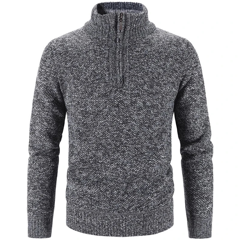 Winter Men's Fleece Thicker Sweater Half Zipper Turtleneck Warm Pullover Quality Male Slim Knitted Wool Sweaters for Spring.