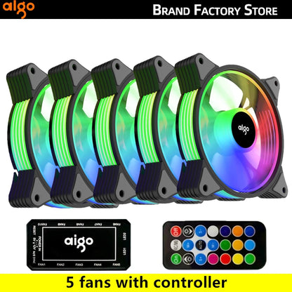 Aigo AR12 120mm PC Gamer Computer Case Fan RGB 12v Heatsink Aura Sync Cooler Argb Silent Controller Kit Fan Cooling Ventilador.