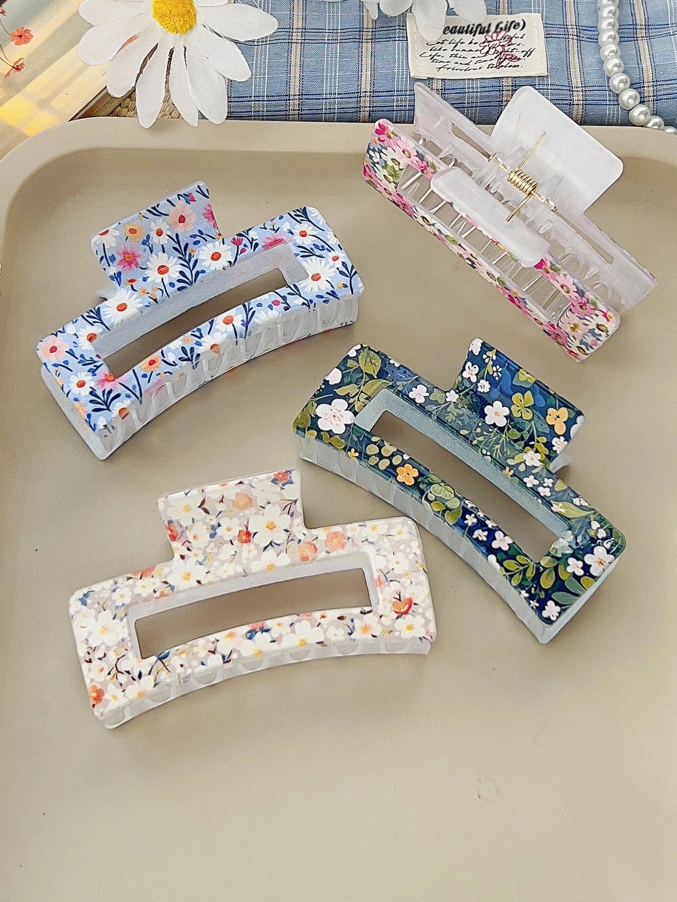 1/3/4/6 Pcs Medium Hair Claw Clips for Women Girls, Pink Strong Hold Matte Square Hair Clips for Thick Thin Hair