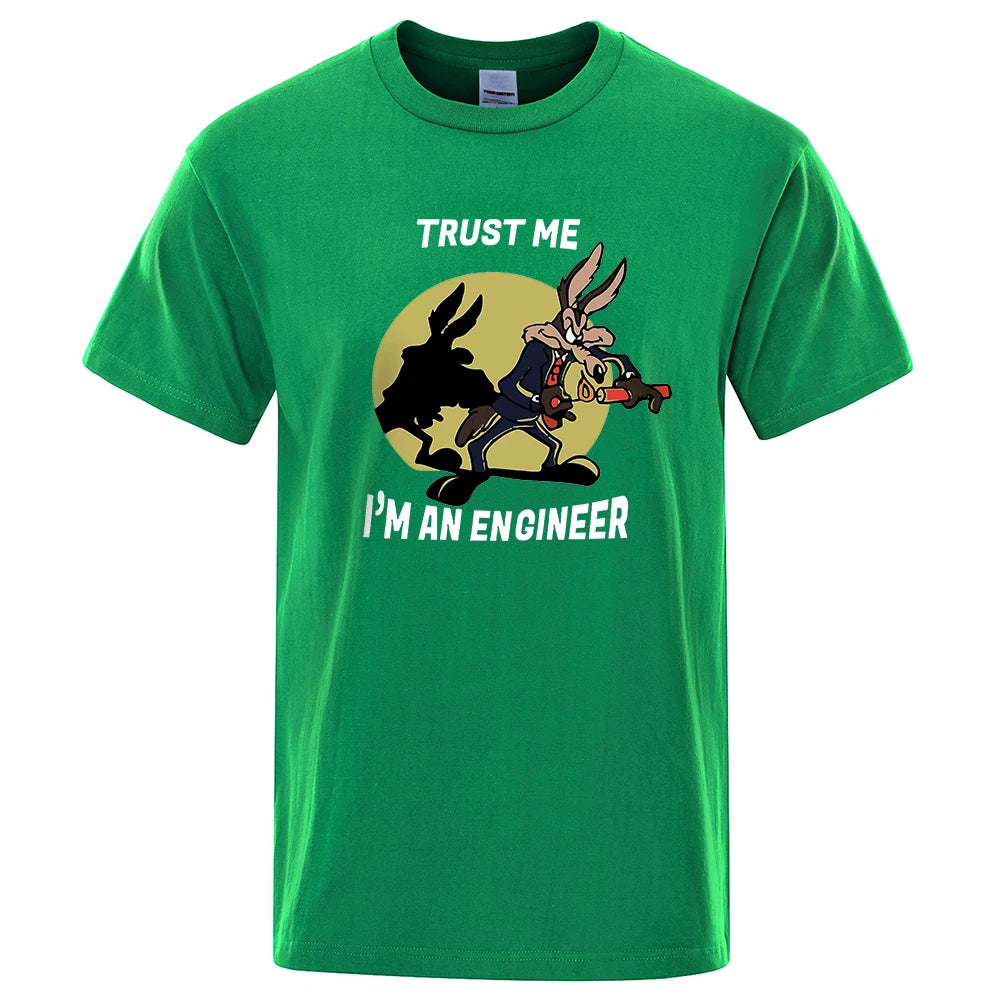 Trust Me Im An Engineer T Shirt For Men Pure Cotton Vintage T-Shirt Round Neck Engineering Tees Classic Man Clothes Oversized.