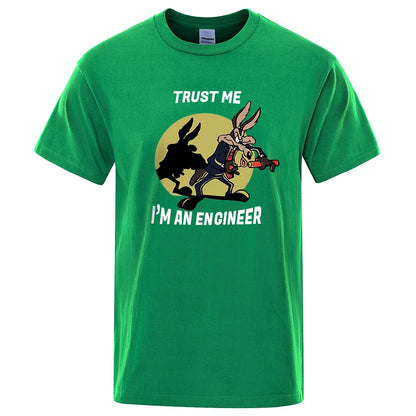 Trust Me Im An Engineer T Shirt For Men Pure Cotton Vintage T-Shirt Round Neck Engineering Tees Classic Man Clothes Oversized.
