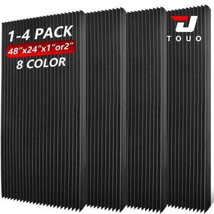 TOUO Acoustic Panels Wedge Foam 47.2"x23.6" 1-4Pack Noise Reducing Soundproof Wall Tiles for Home Theater Bar Studio