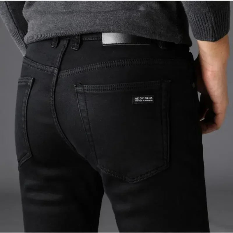 Men Classic Advanced Fashion Brand Jeans Jean Homme Man Soft Stretch Black Biker Masculino Denim Trousers Mens Pants Overalls.