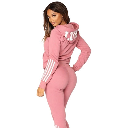 Fashion Women Track Suits Sports Wear Jogging Suits Ladies Hooded Tracksuit Set Clothes Hoodies+Sweatpants Sweat Suits.