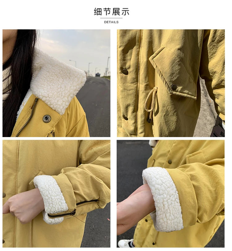 Daunen-Baumwoll-Parkas-Jacke für Damen, mittellang, über dem Knie, 2025, neue koreanische lockere Mode, Winter, gepolstert, weiblich, verdickt.