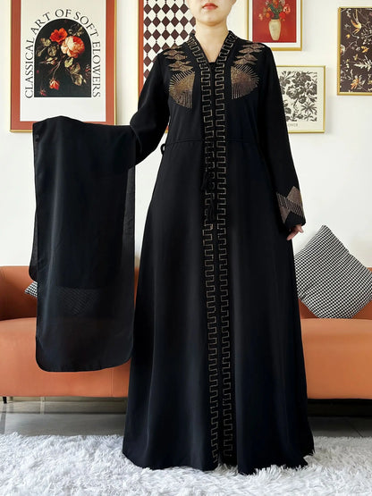 New Women Elegant Dress Chiffon Open Abaya with Zipper Muslim Women Dress Islamic Clothing Cardigan Abaya Women Muslim Dress.