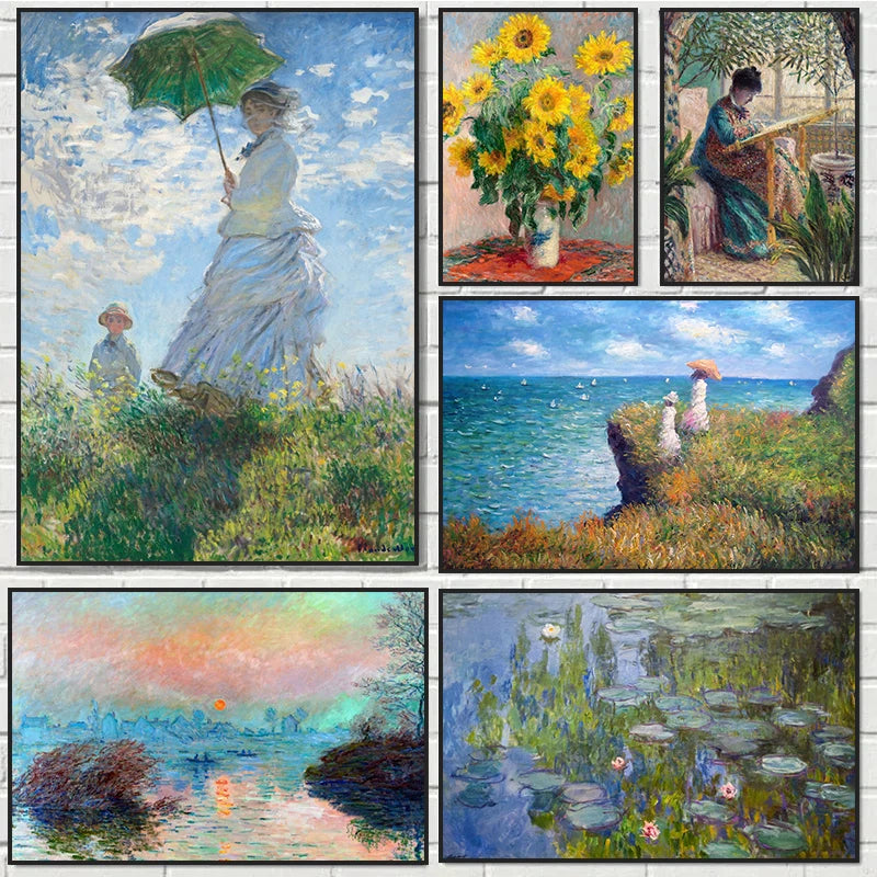 Claude Monet Classic Art Collection Paintings Canvas Poster and Prints Wall Art Pictures for Hall Living Room Home Decor Mural.