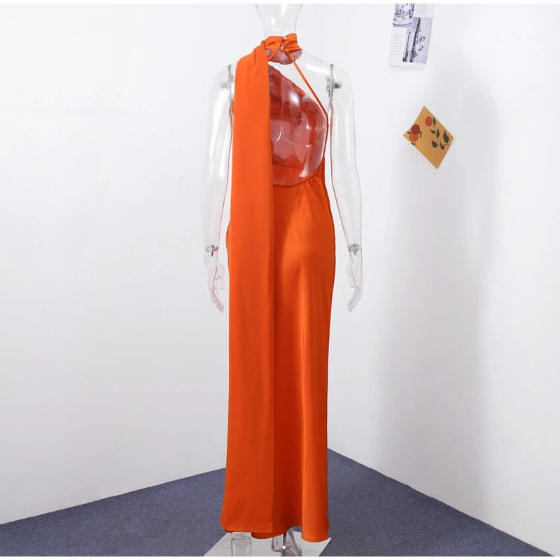 Elegante Feste Band Frauen Halfter Kleid Off Schulter Ärmellose Backless Dünne Weibliche Maxi Kleider 2025, Sommer Neue Chic Dame Robe.