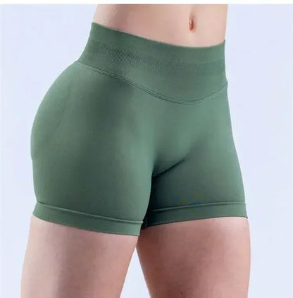 Summer High Waisted Yoga Shorts Women  Fashionable and Sexy Running Fitness Pants Solid Color High Elastic Yoga Leggings