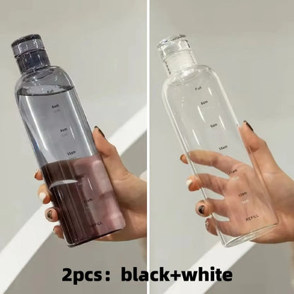 Newest Water Cup Sport Water Bottle With Time Scale Couple Plastic Portable Water Container Anti-drop Outdoor Water Bottle.