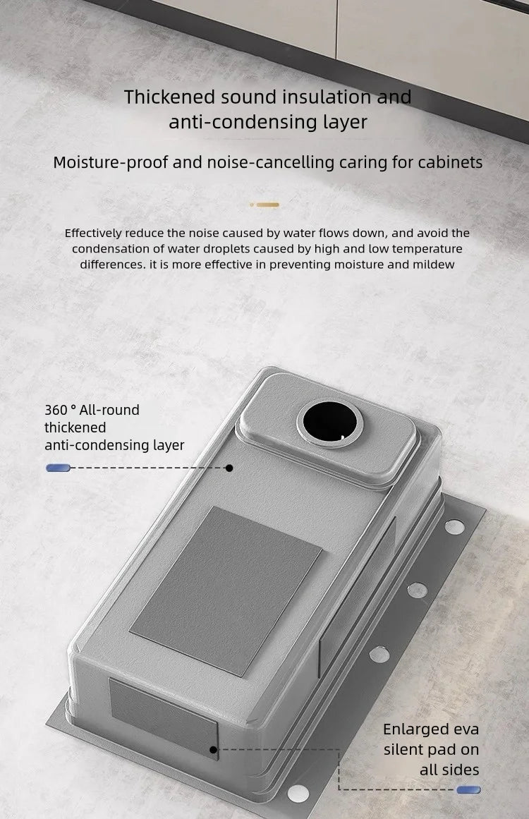 Black 304 Stainless Steel Kitchen Sink Household Multifunction Wash Dish and Vegetables Basin Large Single Slot Undermount Basin