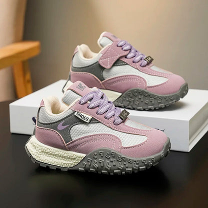 Girls Trendy Athletic Sneakers Durable Suede Comfortable Fit NonSlip Rubber Outsole Kids Causal Shoes Non-slip Boys Sports Shoes.