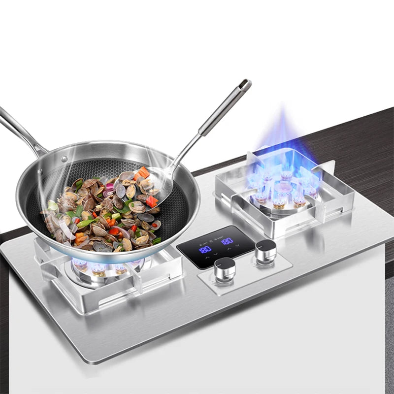 5KW Gas Stove Home Double Embedded Gas Stove Energy-saving Fierce Fire Stove Gas Cooktop Double hole gas stove.