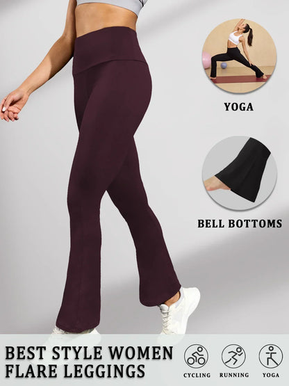 Women's Super Soft Flare Pants High Waisted Tummy Control Workout Yoga Leggings Bell Bottoms.