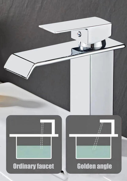 Black waterfall hot and cold faucet wash basin countertop basin bathroom cabinet splash proof basin faucet kitchen