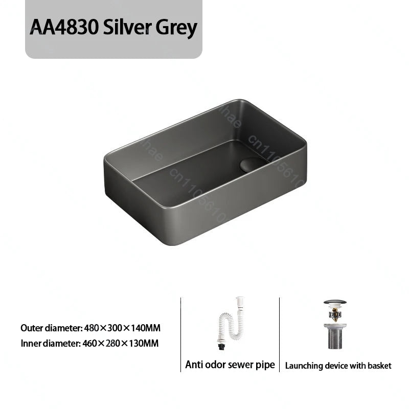 Luxuriöses Keramikgefäßwaschbecken, quadratisches Badezimmerwaschbecken, Arbeitsplatte, Kunstwaschbecken für Waschtischplatte, Keramik-Badezimmerwaschbecken für den Heimgebrauch