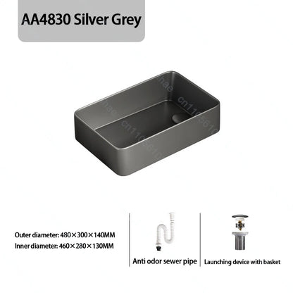 Luxuriöses Keramikgefäßwaschbecken, quadratisches Badezimmerwaschbecken, Arbeitsplatte, Kunstwaschbecken für Waschtischplatte, Keramik-Badezimmerwaschbecken für den Heimgebrauch