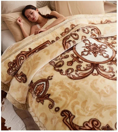 Flannel Blanket Double-deck Washable Quilt Siesta Keep Warm Double Person Thick Winter Soft Comfortable Plush Bed Sheet