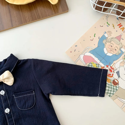 Neugeborenen Baby Prinz Sommer volle Hülse Fliege Gentleman Stil Outfits Infant Kinder Overalls Baumwolle Kleidung Mode Bodys