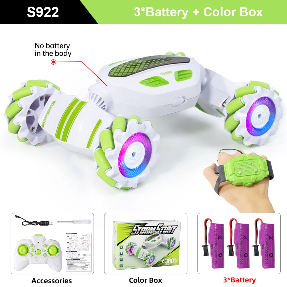 Teeggi S922 2.4G RC Stunt Car 4WD Double Remote Control 360° Degree Rotation RC Off Road Climbing Kids Rc Drift Car Toy for Gift