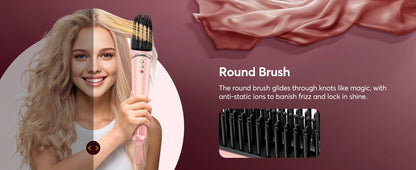 5 in 1 High-Speed Hot Air Styler Frizz-Free Fast Drying No Heat Damage Hair Dryer Curl Volumize Straighten with Travel Bag.