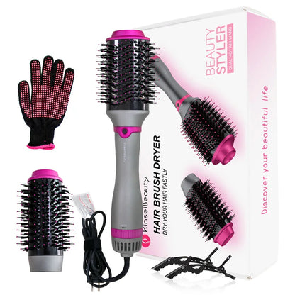 One Step Hair Blower Brush 360 Rotating Power Cable Hot Air Paddle Styling Brush Negative Ion Generator Curling Combair Straigh