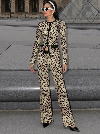 Sisterlinda Classic Street 2 Piece Set Autumn Daily Panelled Trim Full Sleeve Single Breasted Tops+Slim Pants Female Casual Suit