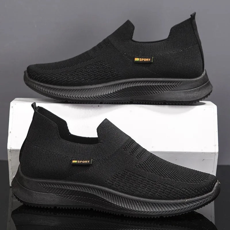 Men Walking Shoes Knit Mesh Breathable Sneakers Lightweight Sneakers Slip-on Mens Casual Shoes Fashion Comfort.
