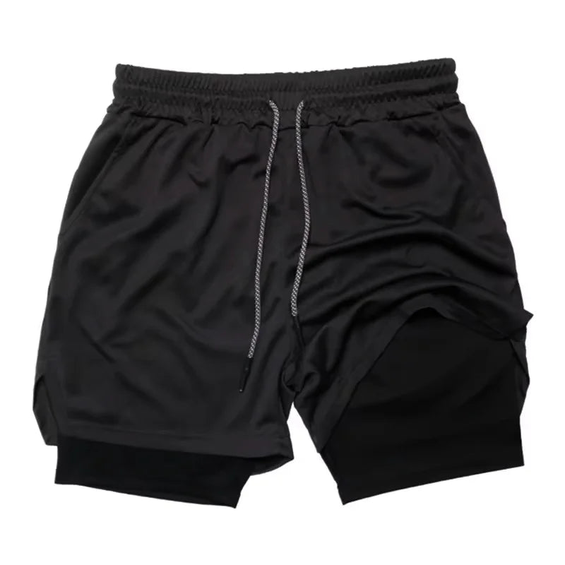 NEW Men's Multiple pockets Fitness Shorts Casual Sports Loose Breathable double-decker Shorts men Mesh Camouflage Running Shorts