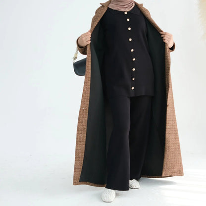 Ramadan Eid Winter Open Abaya Dubai Muslim Modest Coat Kimono African Dresses For Women Kebaya Kaftan Islam Robe Femme Musulmane