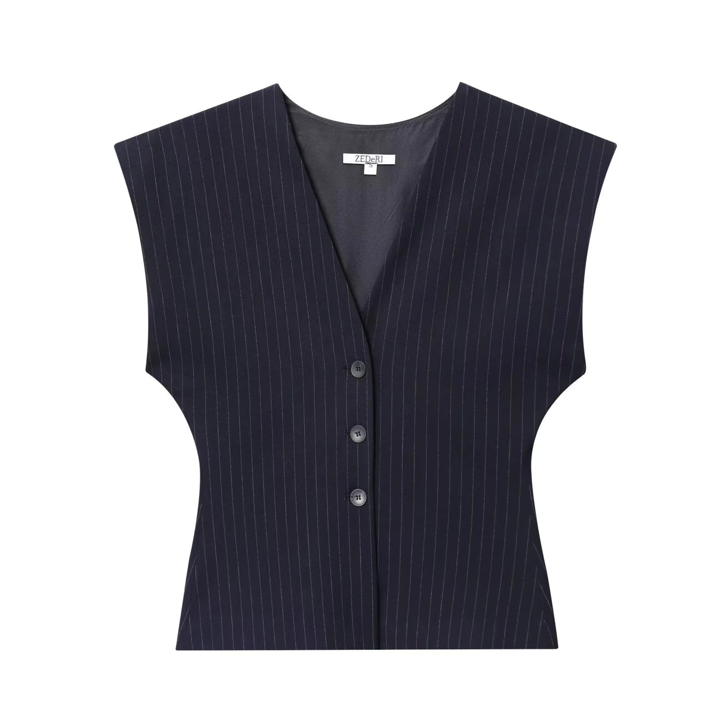 ZERAINS Autumn women's sleeveless V-neck short vest loose fit with waistband pleated high waisted pants set.