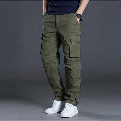 2025, Baumwolle, mehrere Klappentaschen, Herren-Cargohose mit geradem Bein, lockere lässige Outdoor-Hose, Herren-Arbeitshose zum Wandern, taktisch.