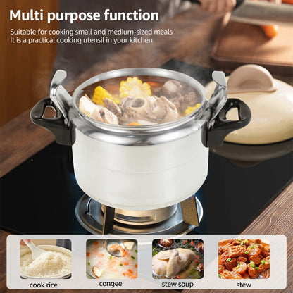 Small Pressure Cooker 3 Litre Pressure Canner with Safety Valve Suitable for All Hob Types Multipurpose Pressure Cooker Pot.
