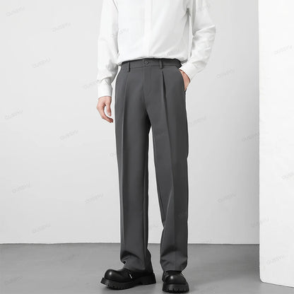 OUSSYU Brand Autumn Casual Pants Men Business Elastic Waist Korean Style Black Brown Grey Khaki Trousers Male Plus Size S-4XL.