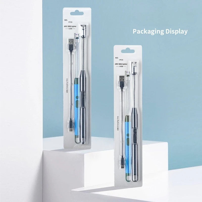 2025 Windproof Kitchen Electric USB Lighter Long Candle BBQ Gas Stove Ignition Camping Rechargeable Arc Flameless Plasma Lighter.