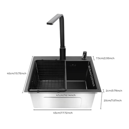 [Edelstahlspüle] Moderne Küchenspüle aus Edelstahl – Edelstahl – für die Küche – langlebig, elegant