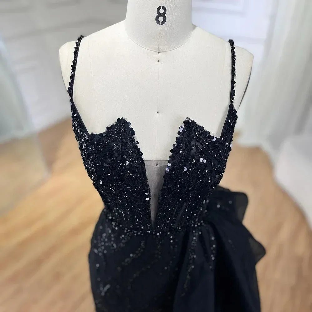 SERENE HILL Maßgeschneiderte 2025, türkisfarbene Spaghettiträger, luxuriöse Perlen-Abendkleider, Meerjungfrau, Schlitz, Überrock, Party, GLA 72378