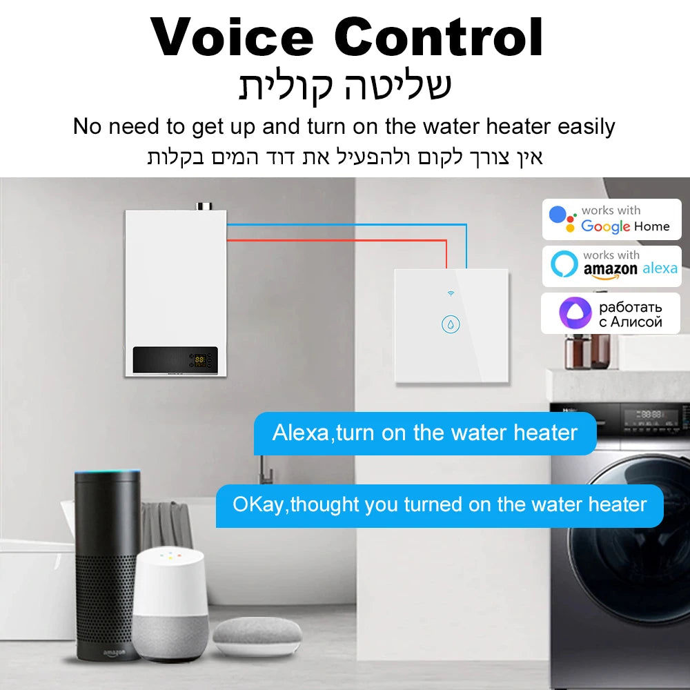 Tuya Smart 40A Wifi + Bluetooth Wasser Heizung Kessel Touch Schalter 8800W Timer Zeitplan Sprachsteuerung Alexa Google hause Yandex Alice.
