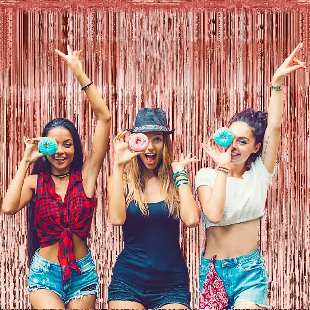 Günstig als Party, Metallic-Lametta-Folie, Fransenvorhänge, Hintergrund für Geburtstag, Silvester, Party, Foto, Hochzeit, Dekoration.