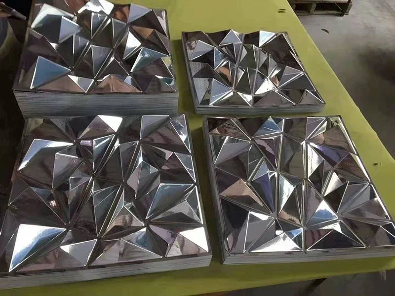 50pcs 50x50cm car Metal plating color 3D Wall Panel Rose Flower electroplate 3D Wall Stickers Wedding party background wall art