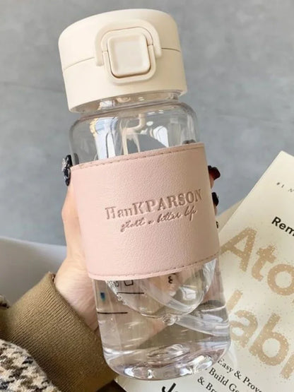 500ml Portable Water Bottle with Straw Creative Cute Leak-proof Plastic Drinking Bottle Milk Coffee Tea Juice Cup Drinkware.