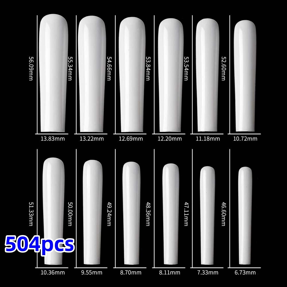 600Pcs Extra Long Hawk Curved Nail Tips Half Cover Eagle Claw Curve False Nails Extension 10 Sizes Bag Packaging for Art Salon *