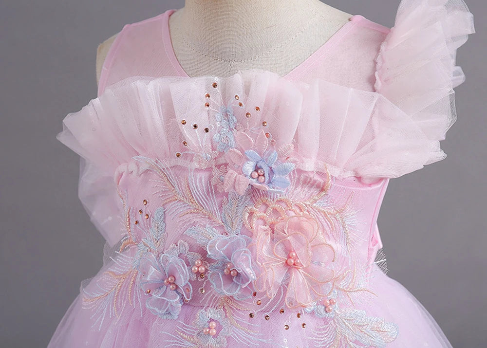 HETISO Kinder Elegantes formelles Kleid Mädchen Blume Prinzessin Party Abendkleid Geburtstag Festliches Neujahrskleid für Kinder 12 14 Jahre.